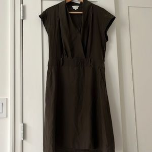 Super chic silk work dress - a dark green brown - Lutz and Patmos - size S
